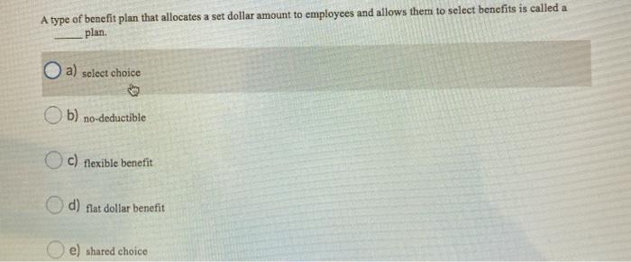 A type of benefit plan that allocates a set