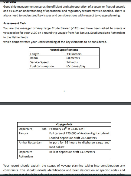 Overview Good ship management ensures the