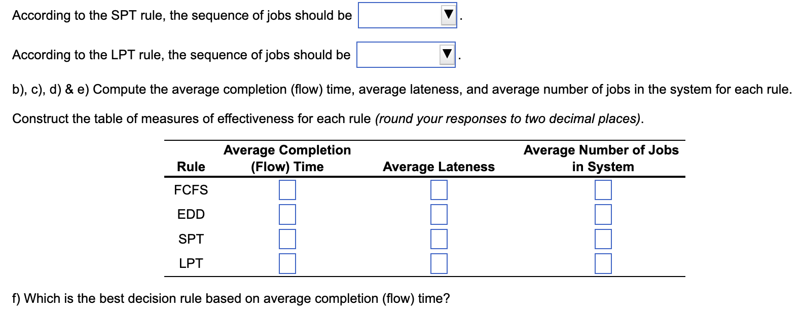 At the campus copy shop, six jobs have arrived in