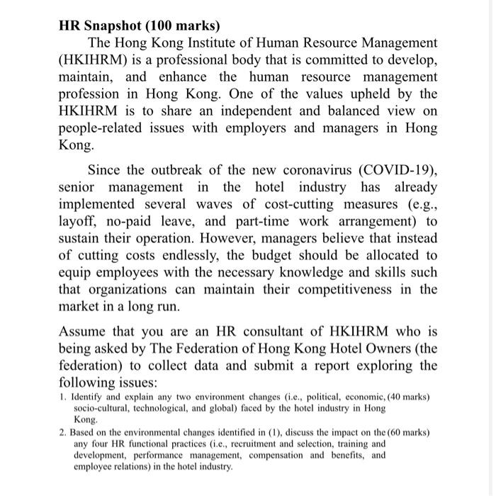 question 2 only please which is 60marks HR