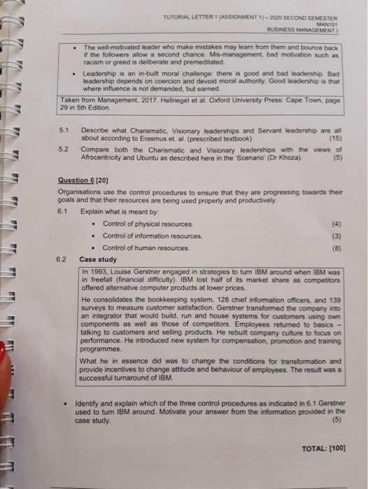 TUTORIAL LETTER 1 ASSIGNMENT 1) - 2020 SECOND