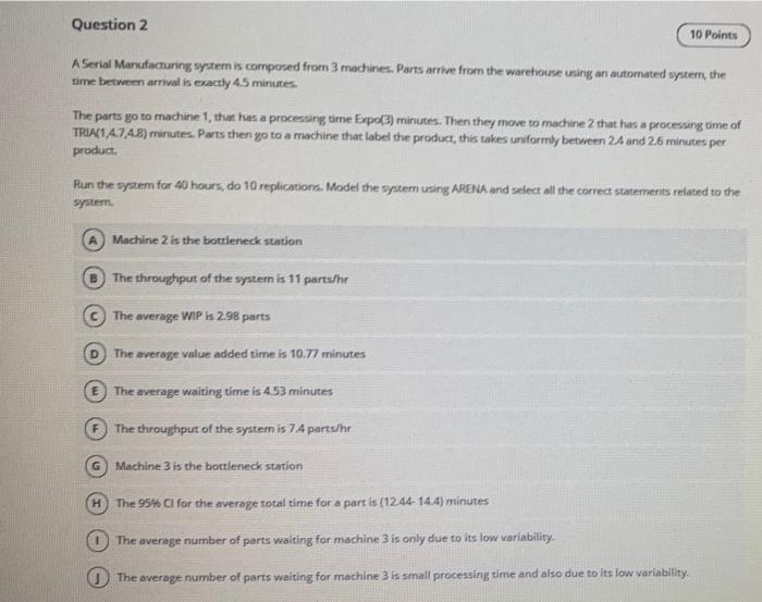 Question 2 10 Points The A Serial Manufacturing