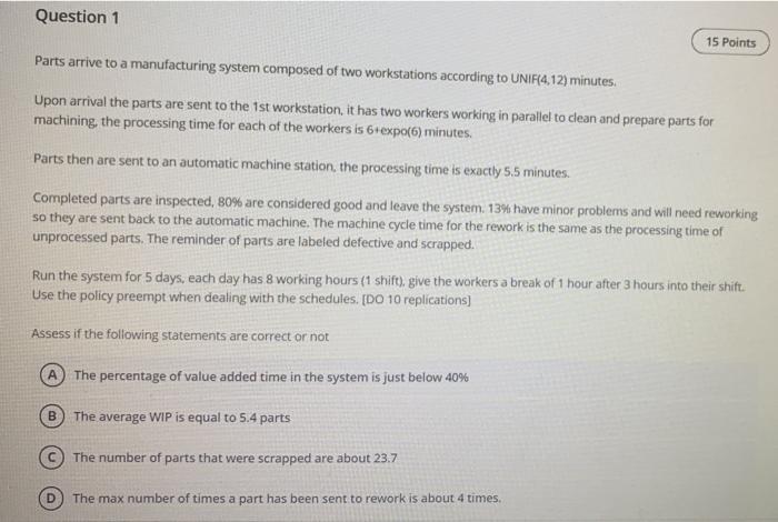Question 2 10 Points The A Serial Manufacturing