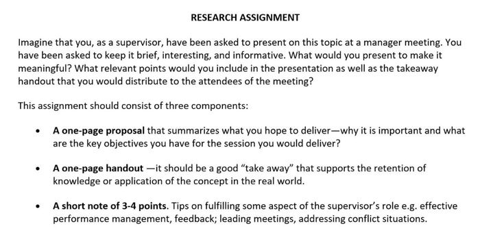 RESEARCH ASSIGNMENT Imagine that you, as a