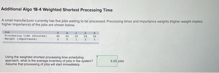 please dont round the answer Additional Algo 18-4