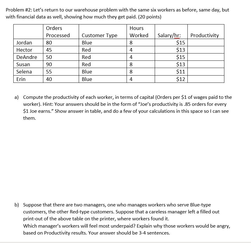 Problem #2: Let's return to our warehouse problem