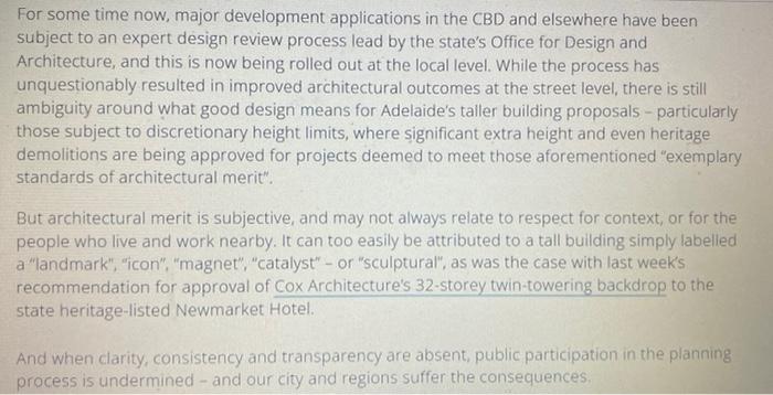 read the article & relate it to the 5 distinctive