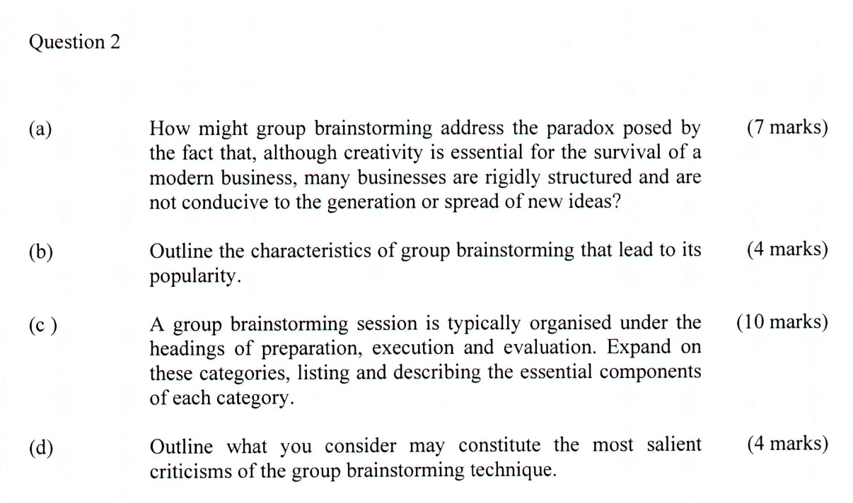 Question 2 (a) (7 marks) How might group