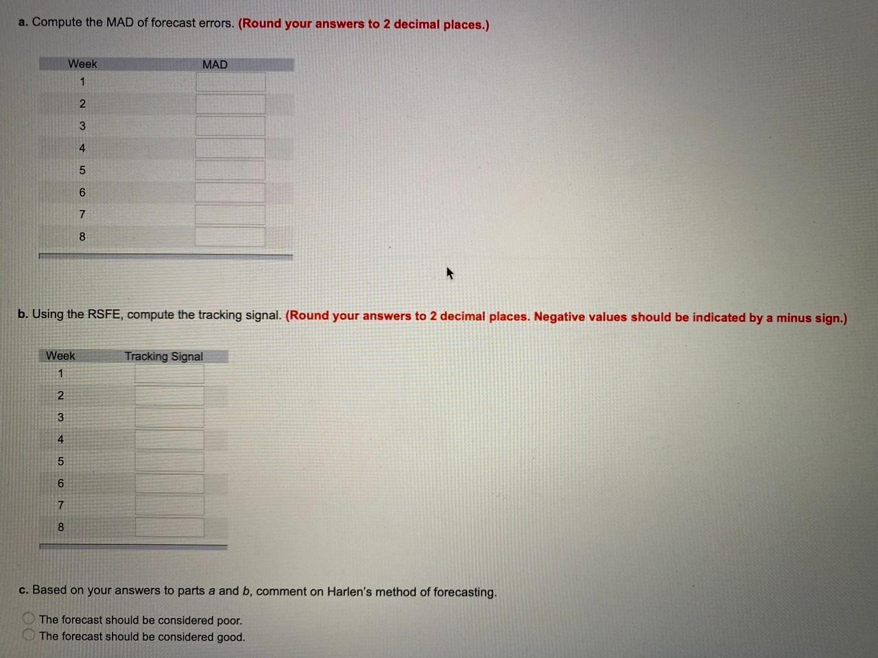 Harten Industries has a simple forecasting model: