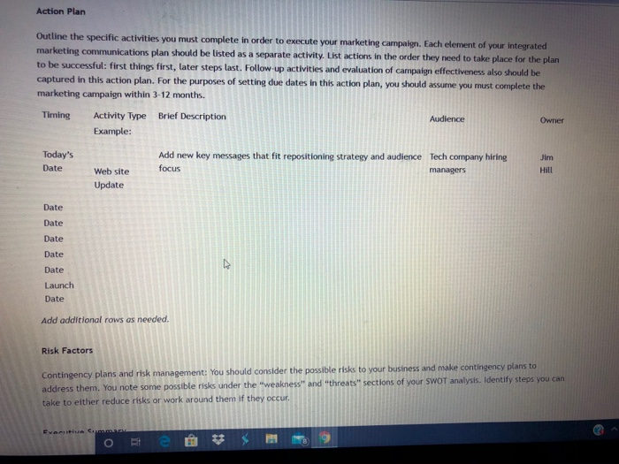 hello, i need help with this marketing plan , the