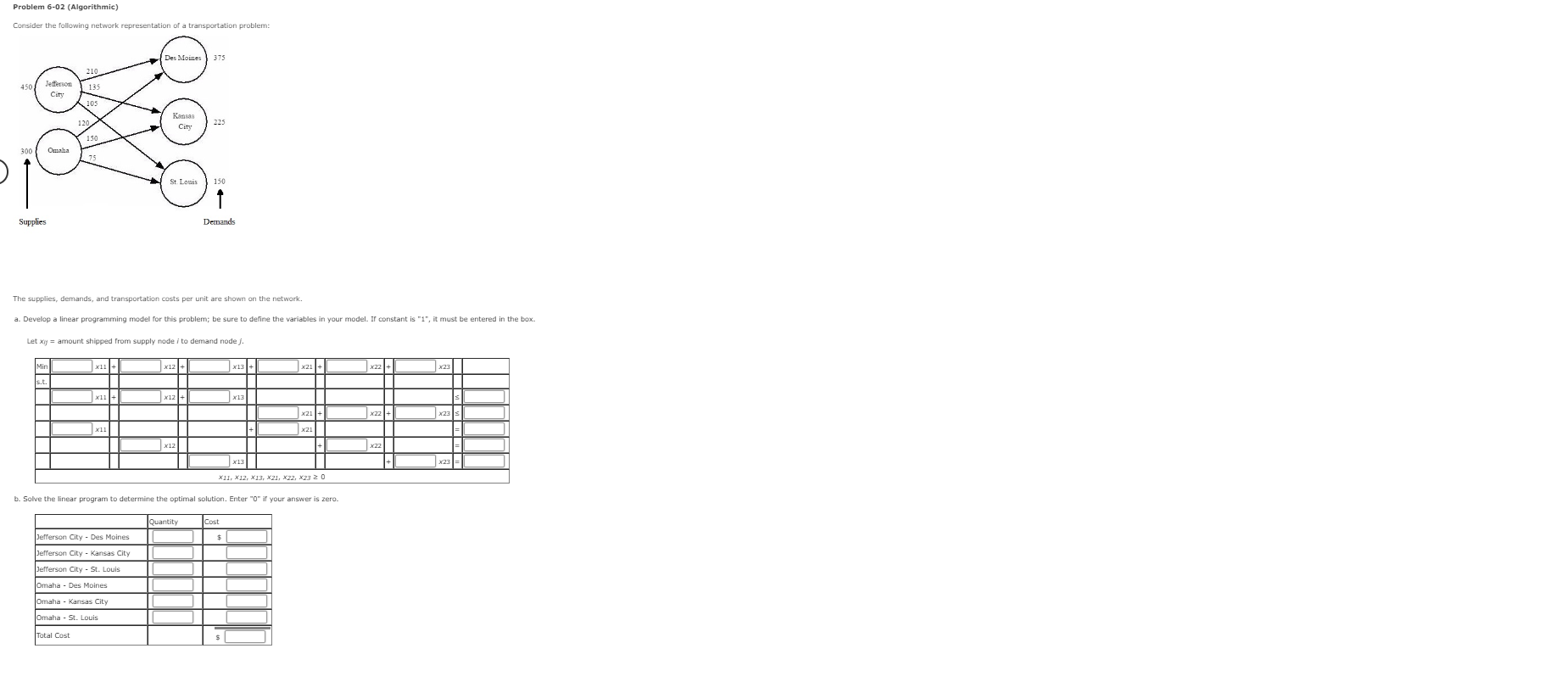 Question: Problem 6-02 (Algorithmic) Consider the