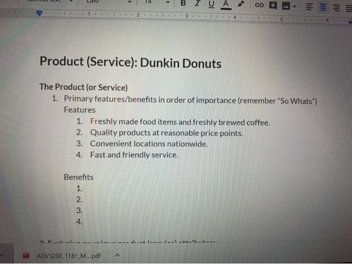 Must create a Creative Brief for Dunkin donuts