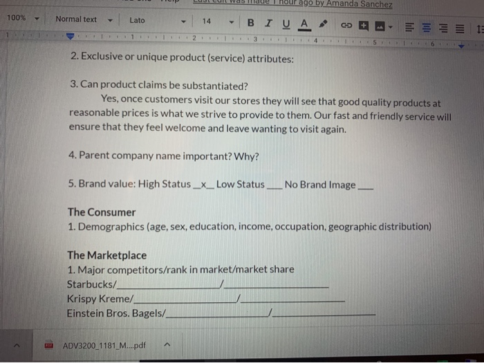 Must create a Creative Brief for Dunkin donuts