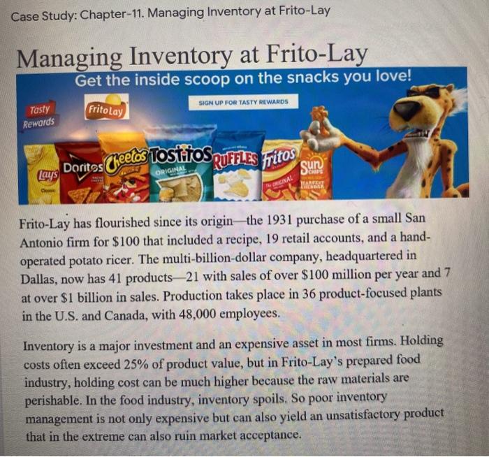 Case Study: Chapter-11. Managing Inventory at