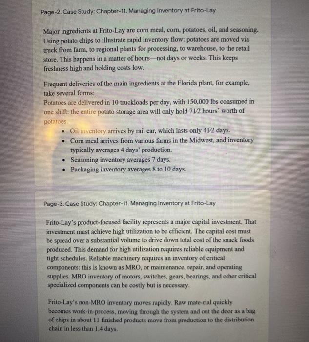 Case Study: Chapter-11. Managing Inventory at