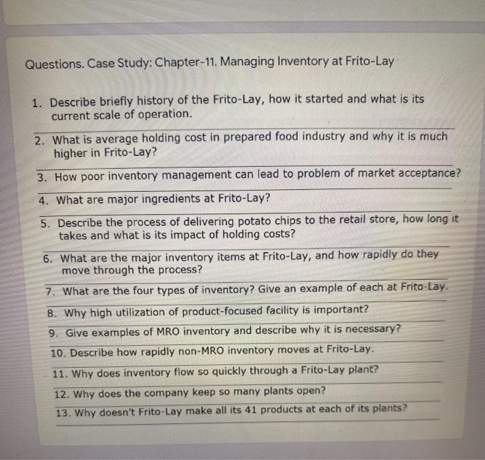 Case Study: Chapter-11. Managing Inventory at