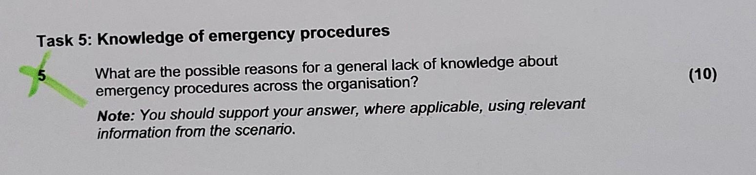 SCENARIO You are a shift supervisor working for