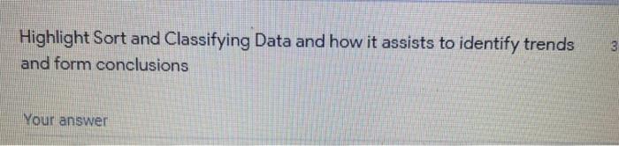 Highlight Sort and Classifying Data and how it