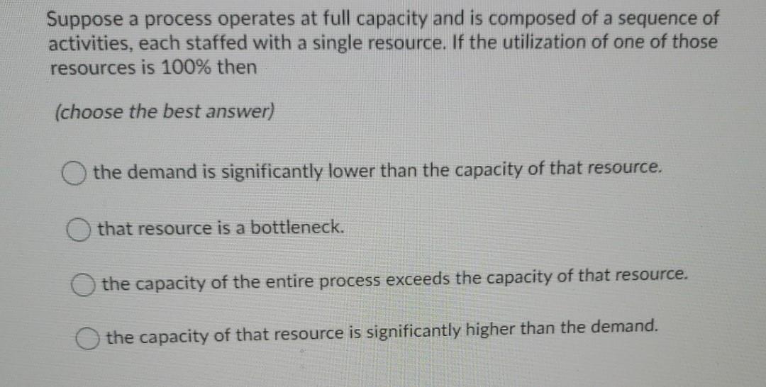 Suppose a process operates at full capacity and