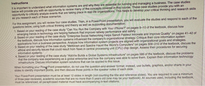 Instructions It is important to understand what