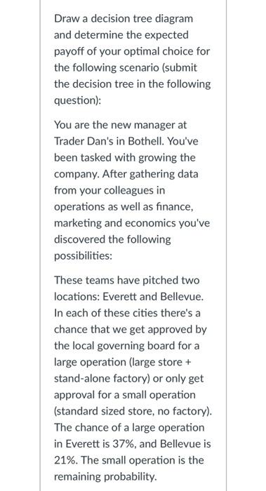 Draw a decision tree diagram and determine the