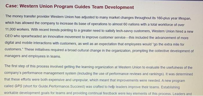 Case: Western Union Program Guides Team