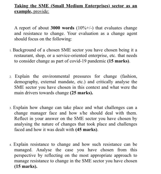 Taking the SME (Small Medium Enterprises) sector