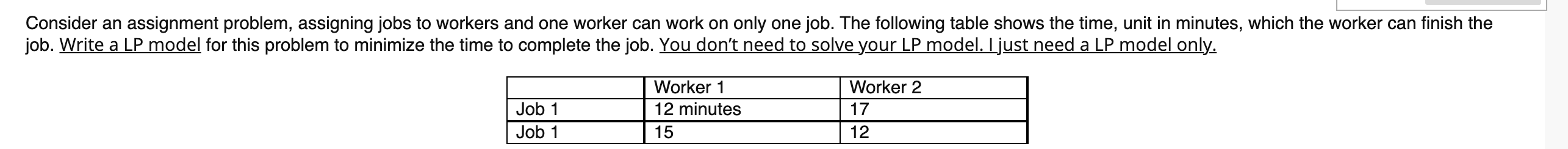 Consider a transportation problem, shipping