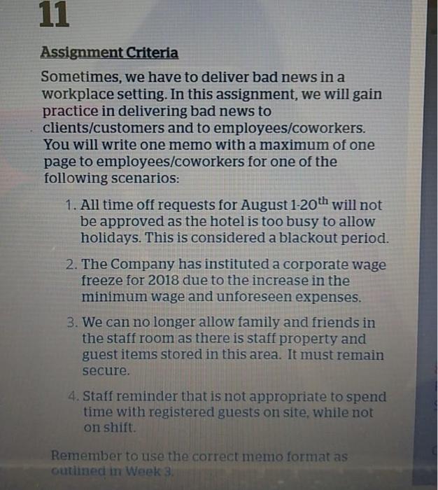 11 Assignment Criteria Sometimes, we have to