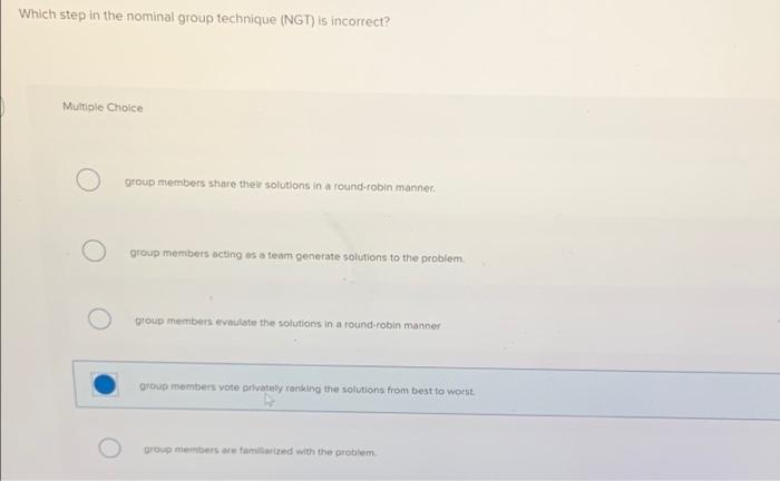 Which step in the nominal group technique (NGT)