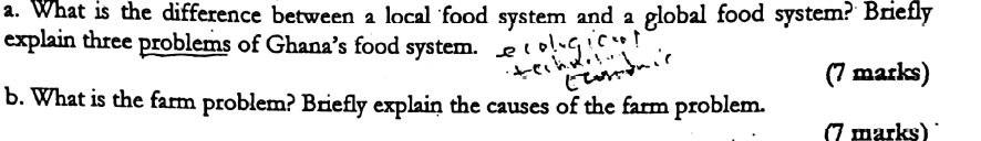 a. What is the difference between a local food