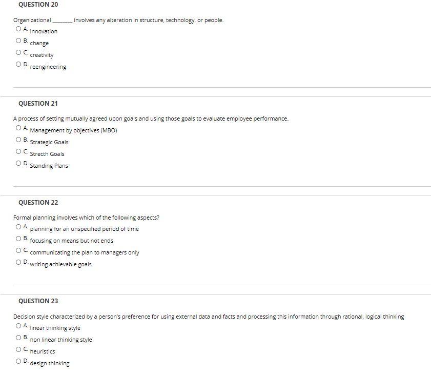 QUESTION 20 involves any alteration in structure,