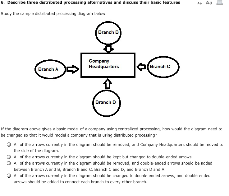 6. Describe three distributed processing