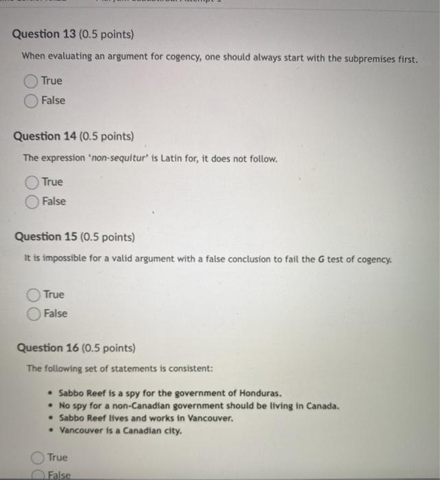 Please answer ,13,14,15,16 Question 13 (0.5