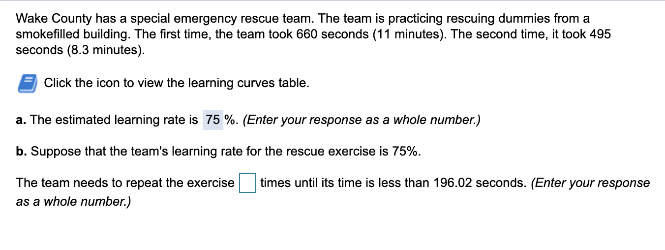 **********for question C use 75%*********** Wake