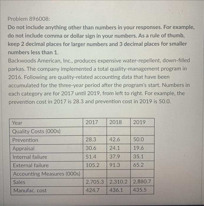 Problem 896008: Do not include anything other