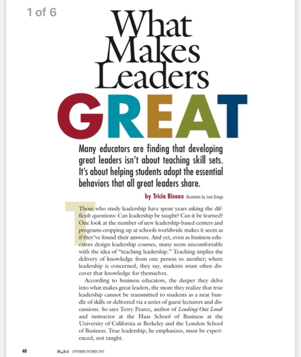 Read the article online, What Makes Leaders