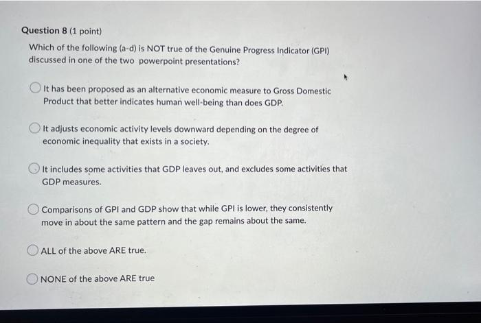 1 5 8 6 9 Question 9 (1 point) According to the