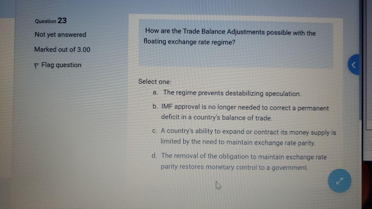 Question 23 Not yet answered How are the Trade