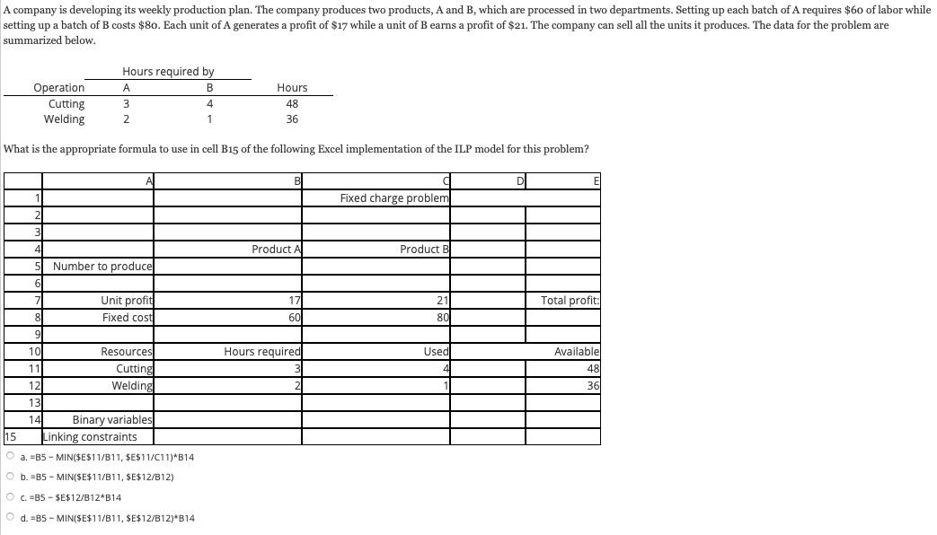 A company is developing its weekly production