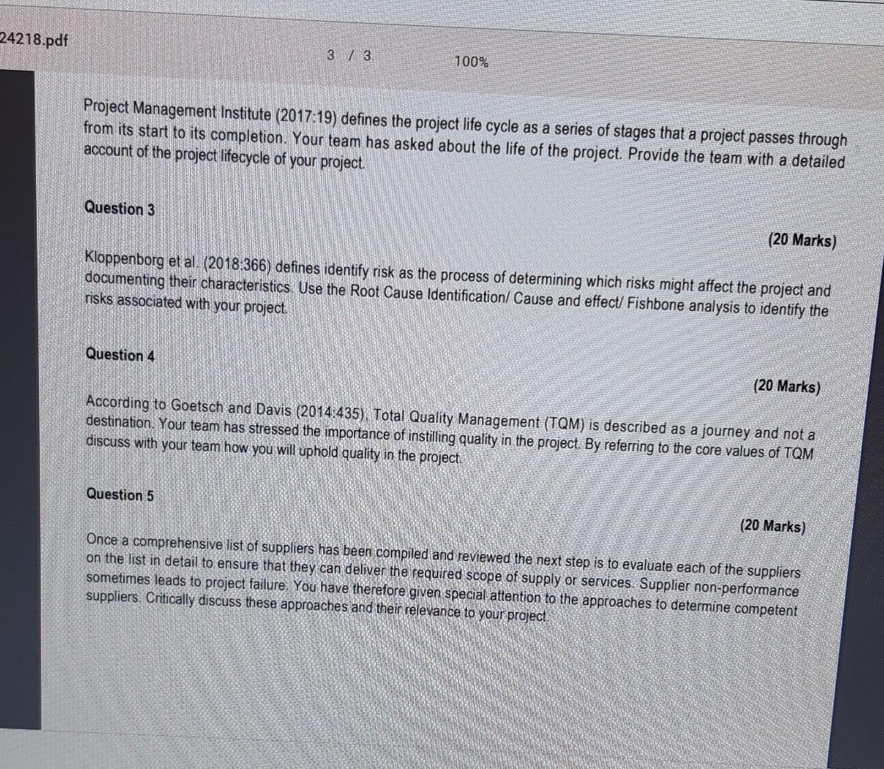 Please thoroughly answer QUESTION 4 according to