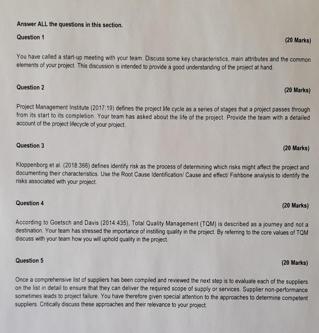 Please thoroughly answer QUESTION 4 according to