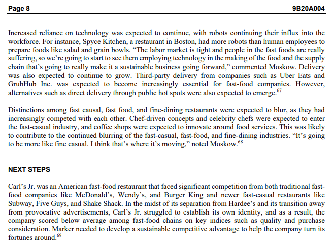 Carls Jr.: Developing a Sustainable Competitive