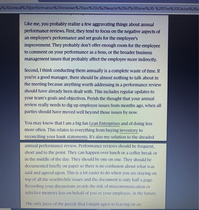 Summarize your thoughts on the G&M article in the