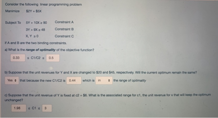 is it correct? Consider the following linear