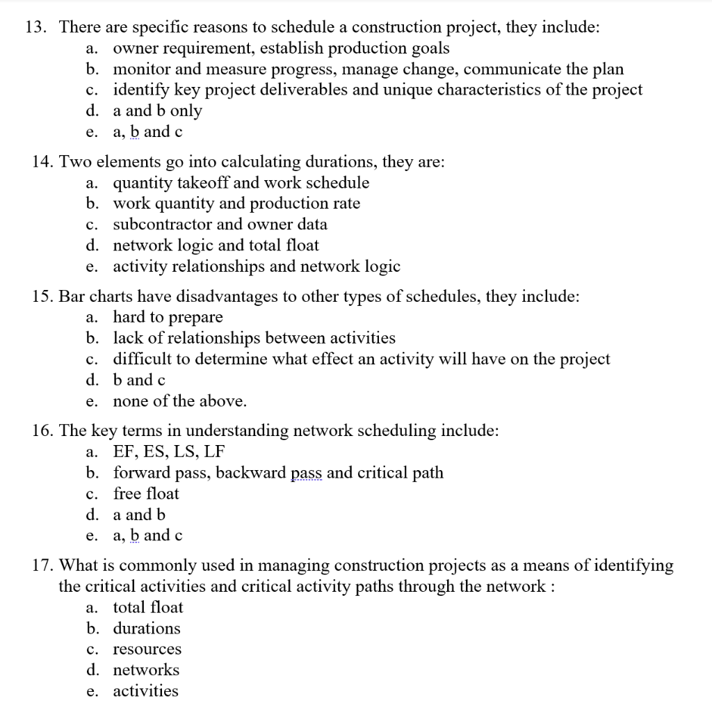 Please help circle the correct answer a. e. 13.