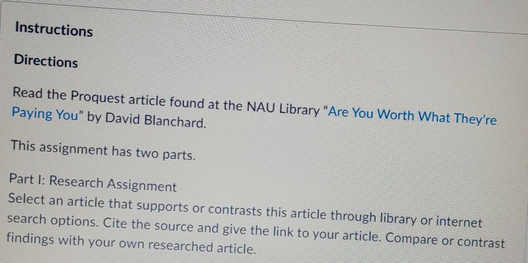 Instructions Directions Read the Proquest article