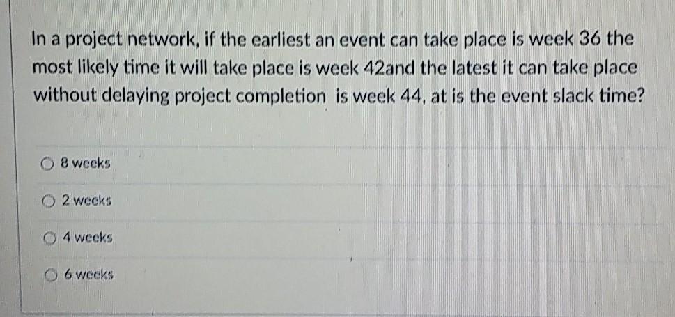 In a project network, if the earliest an event