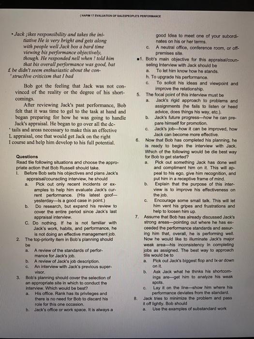 Please help. Thank you Jack Taylor's Performance