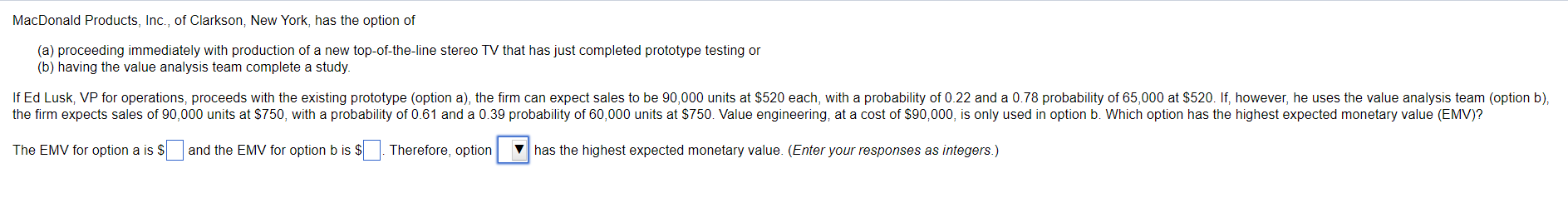 MacDonald Products, Inc., of Clarkson, New York,